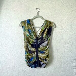 Vintage Guess Women's Sheer Tropical-Feather Print, cover up. .